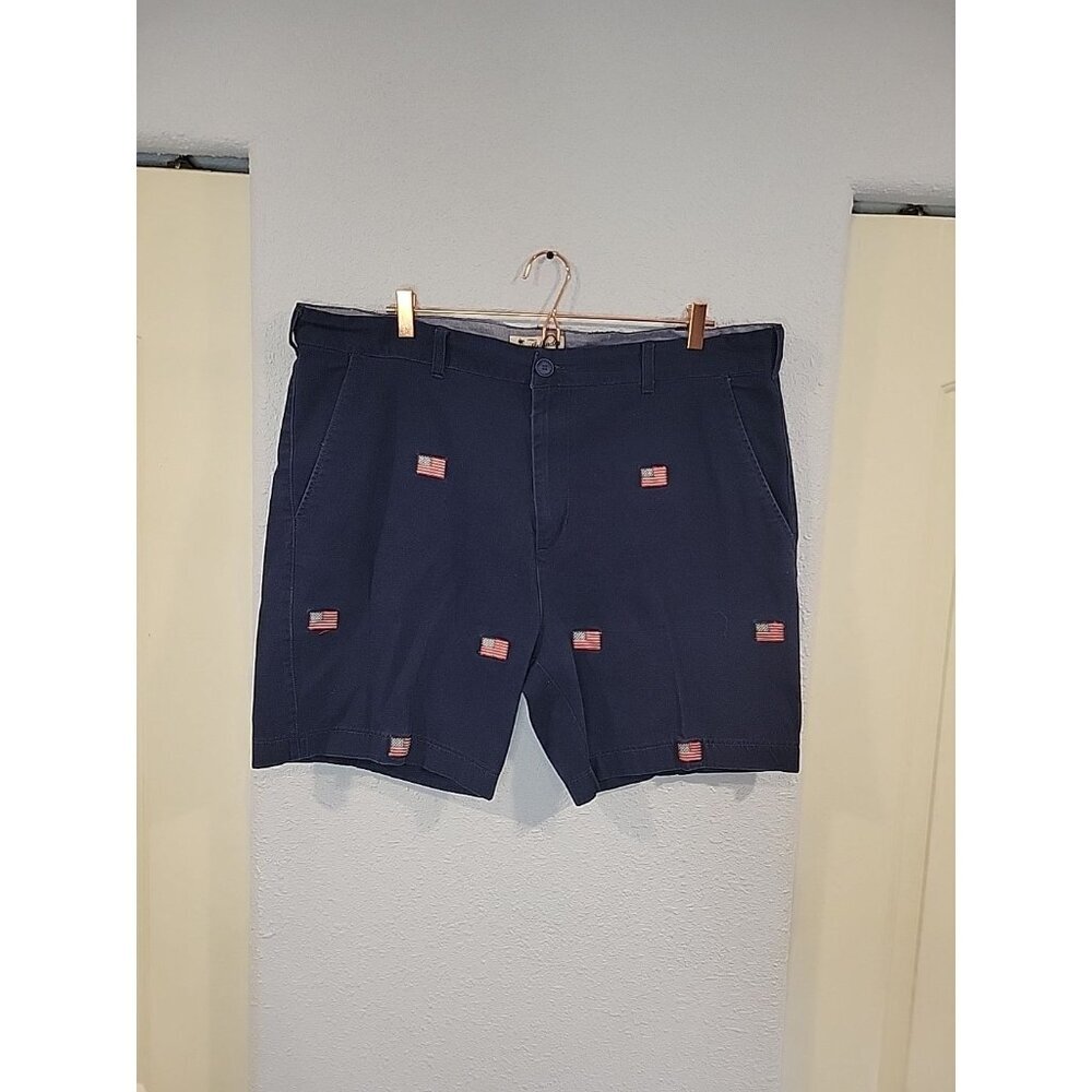 Islandia American Flag Chino Shorts Men's Size 42 Navy Blue With All Over‎ Flags